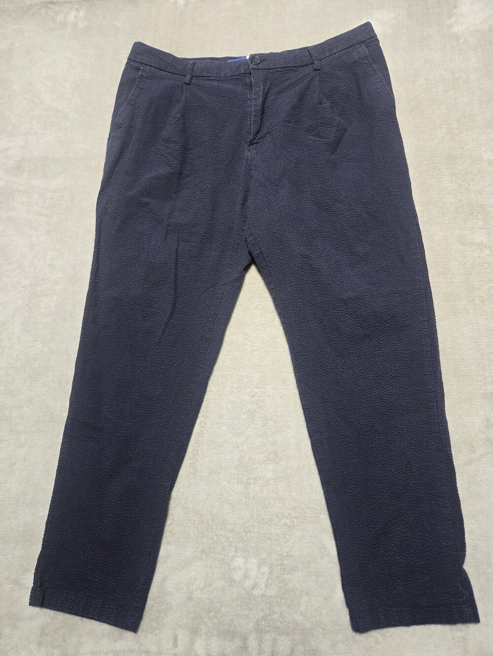 Old Navy Loose Taper Seersucker Pants Mens Size XL (38x30) Navy Blue Dress Pants
